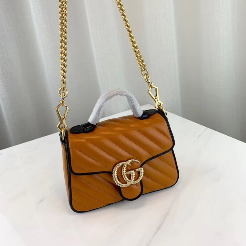 Replica Gucci Gg Marmont Mini Top Handle Bag 583571 Cognac