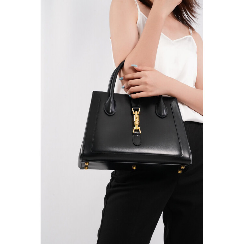 Replica Gucci Jackie 1961 Medium Tote Bag In Black Leather 649016
