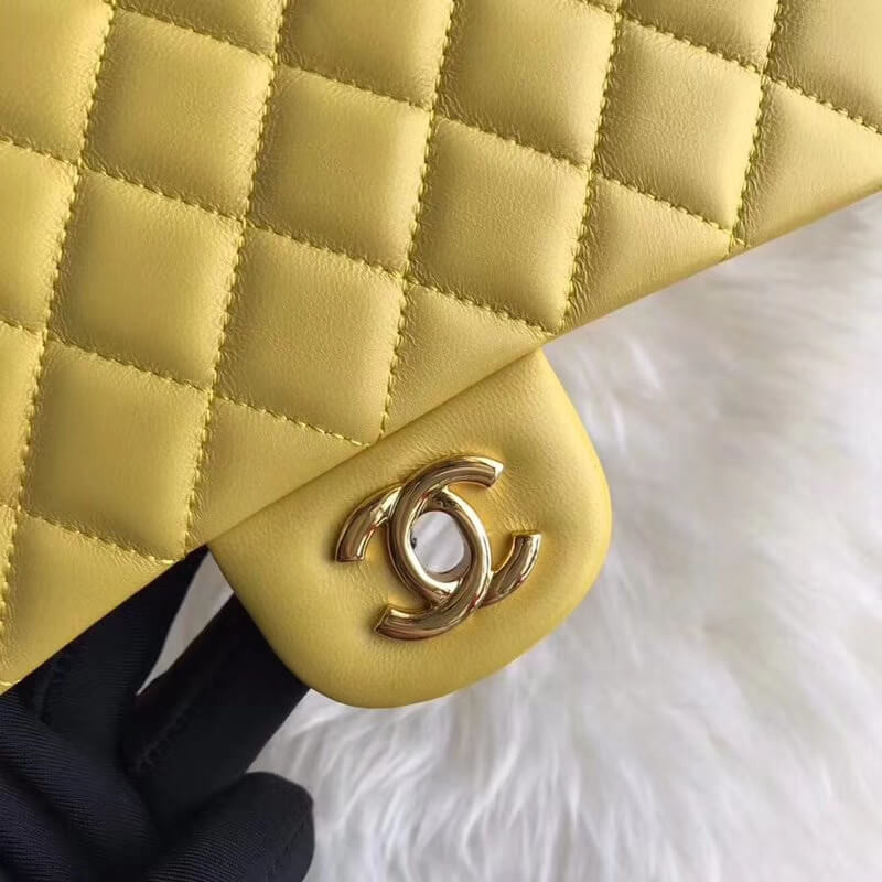 Replica Chanel 1112 Yellow Medium Size 2.55 Lambskin Leather Flap Bag