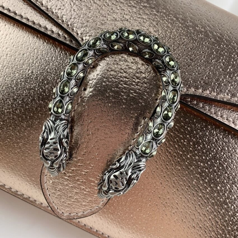 Replica Gucci Dionysus Small Shoulder Bag In Rose Gold Lame Leather 499623