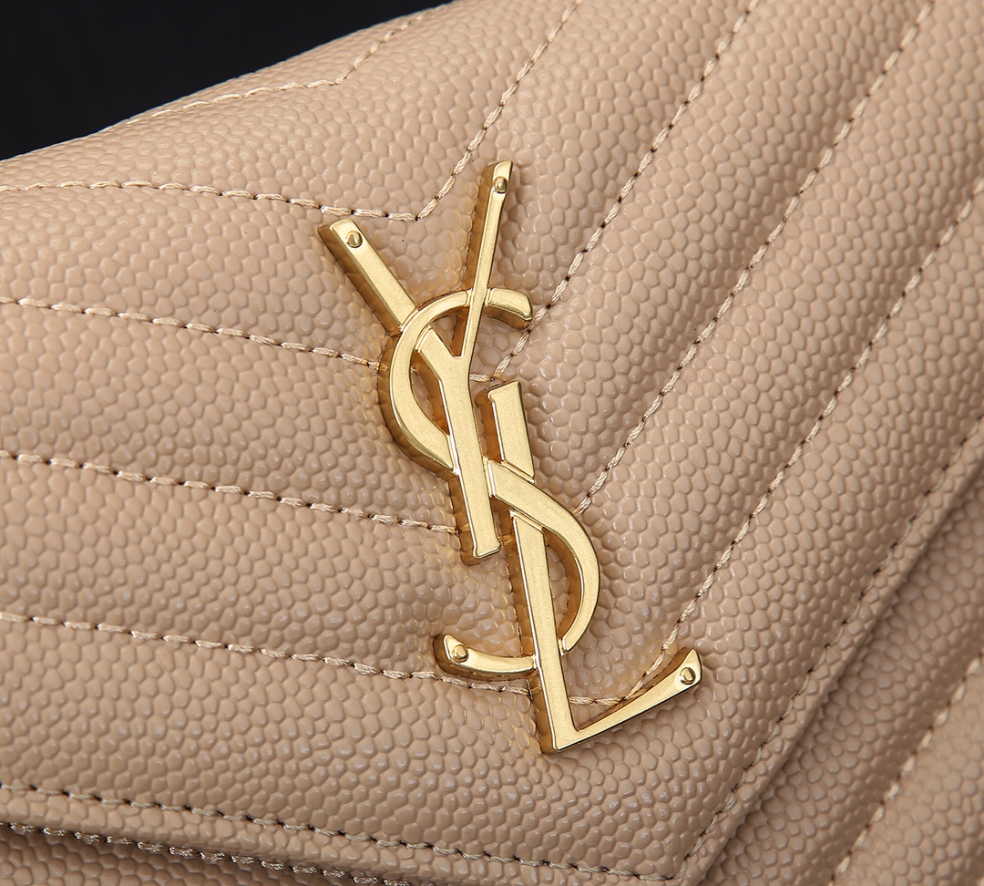 Replica Ysl Envelope Chain Wallet In Grain De Poudre Embossed Leather 1888