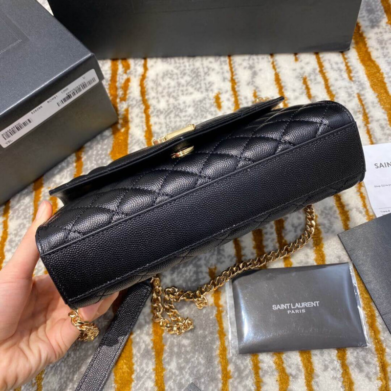 Replica Saint Laurent Grain Leather Envelope Small Bag 526286 Black