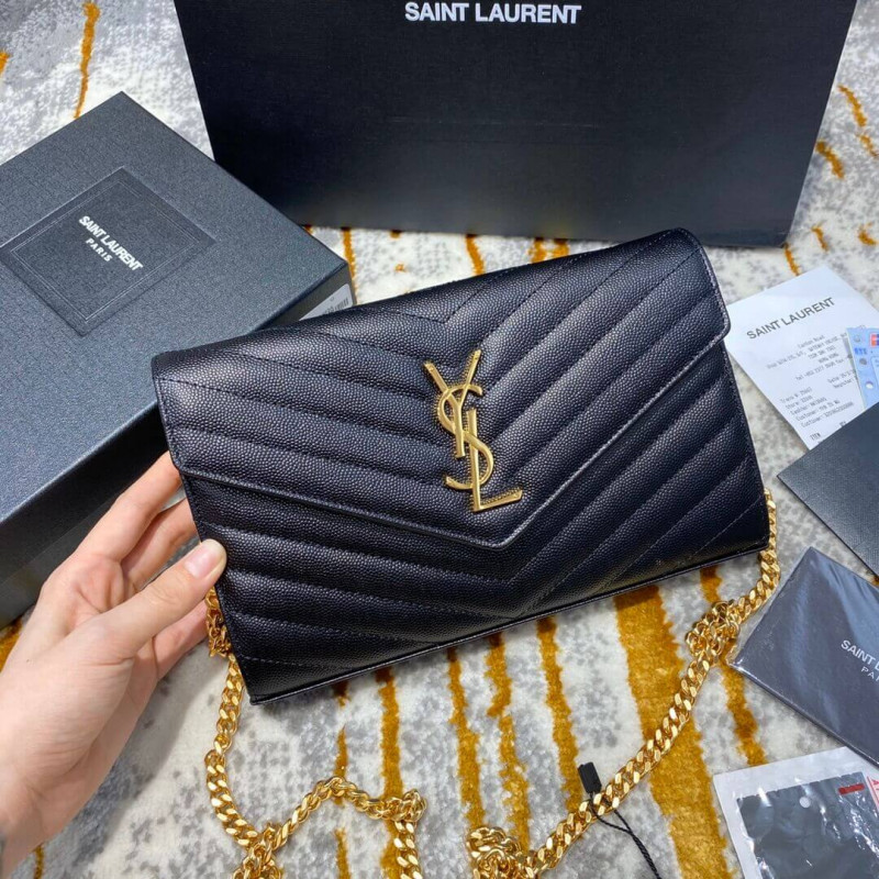 Replica Saint Laurent Monogram Envelope Chain Wallet 377828