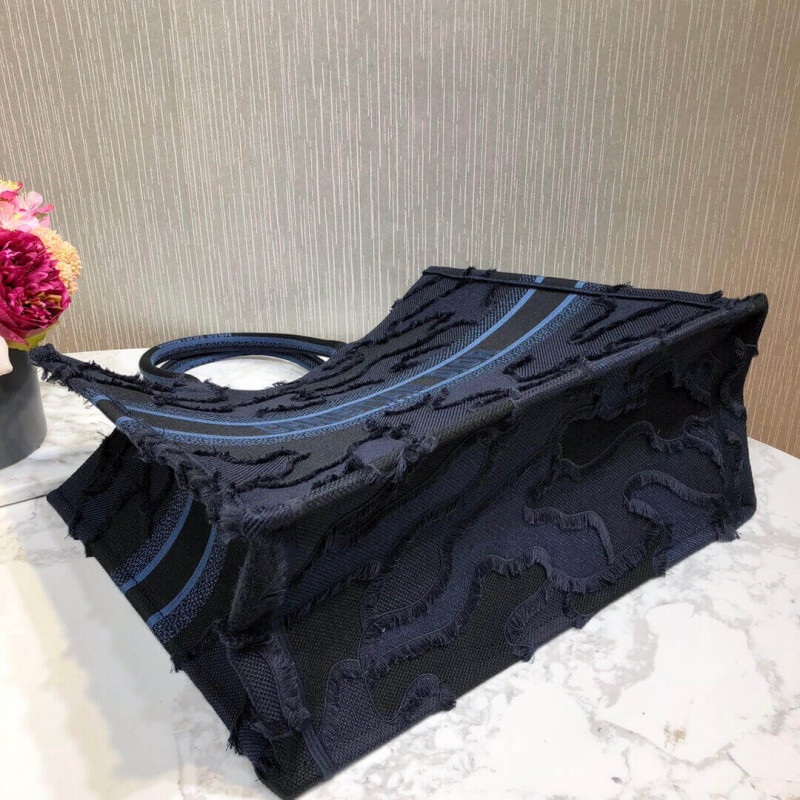 Replica Christian Dior Book Tote Blue Camouflage Embroidery M1286