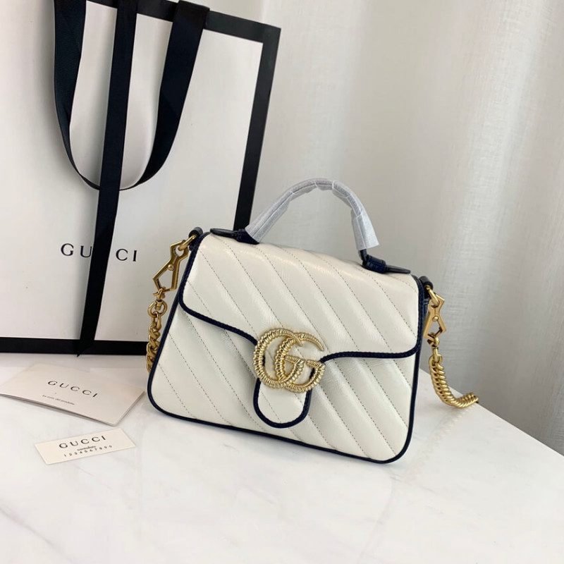 Replica Gucci Gg Marmont Mini Top Handle Bag 583571 White