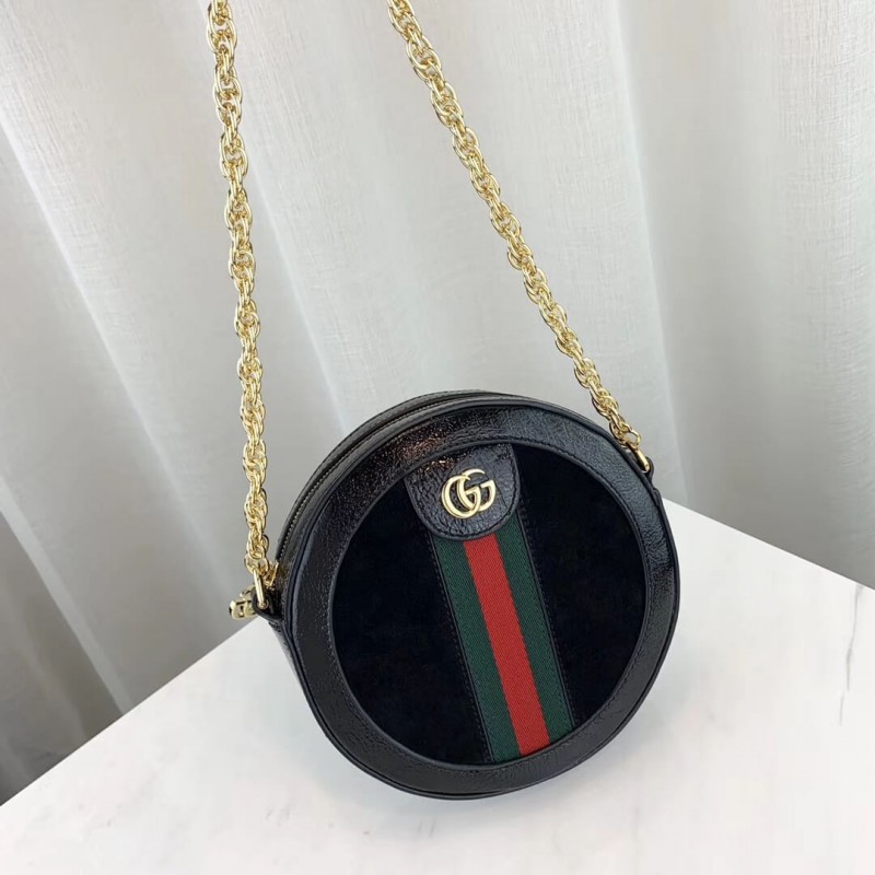 Replica Gucci Suede Ophidia Mini Round Shoulder Bag 550618