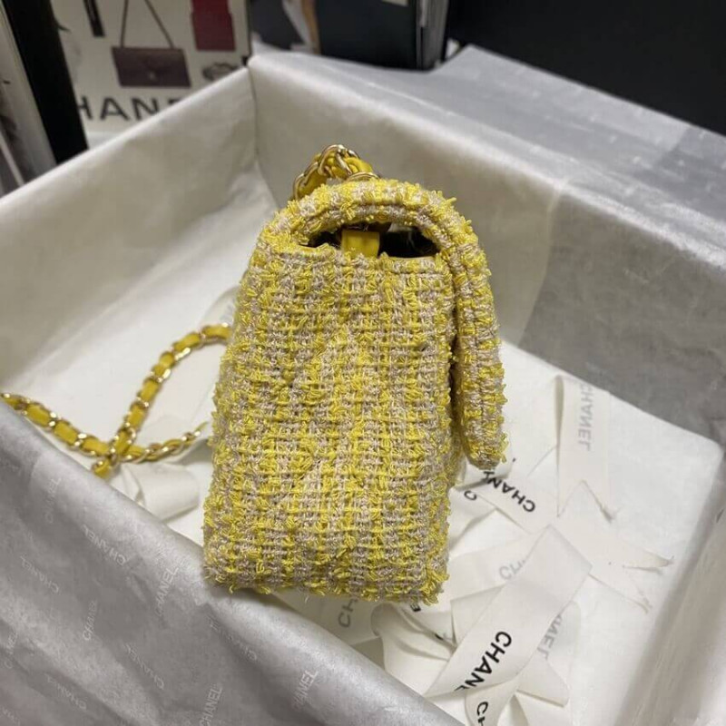 Replica Chanel 20Cm Classic Flap Bag In Yellow Tweed 1116