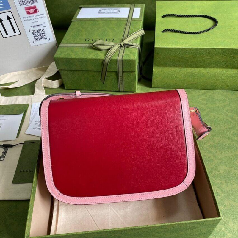 Replica Gucci Horsebit 1955 Small Shoulder Bag 602204 Red And Pink Leather