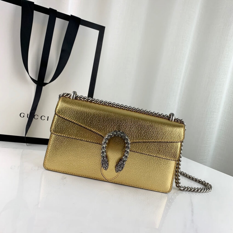 Replica Gucci Dionysus Small Shoulder Bag In Gold Lame Leather 499623