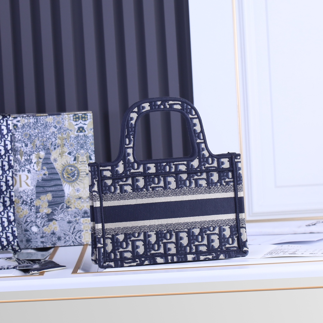 Replica Dior Oblique Embroidery Mini Book Tote