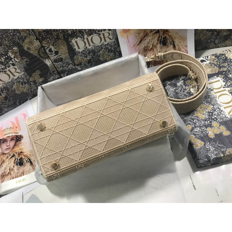 Replica Dior Medium Lady D-Lite Cannage Embroidery M0565