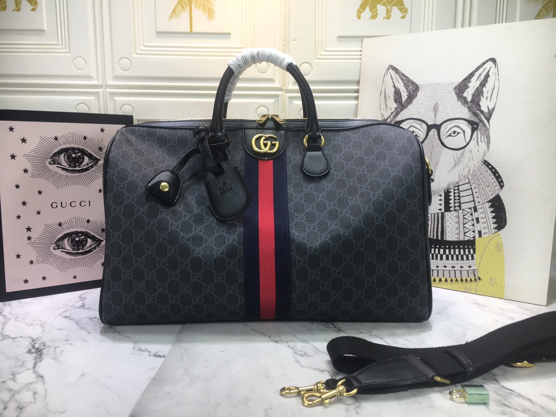 Replica Gucci Ophidia Medium Carry-On Duffle Beige/Black