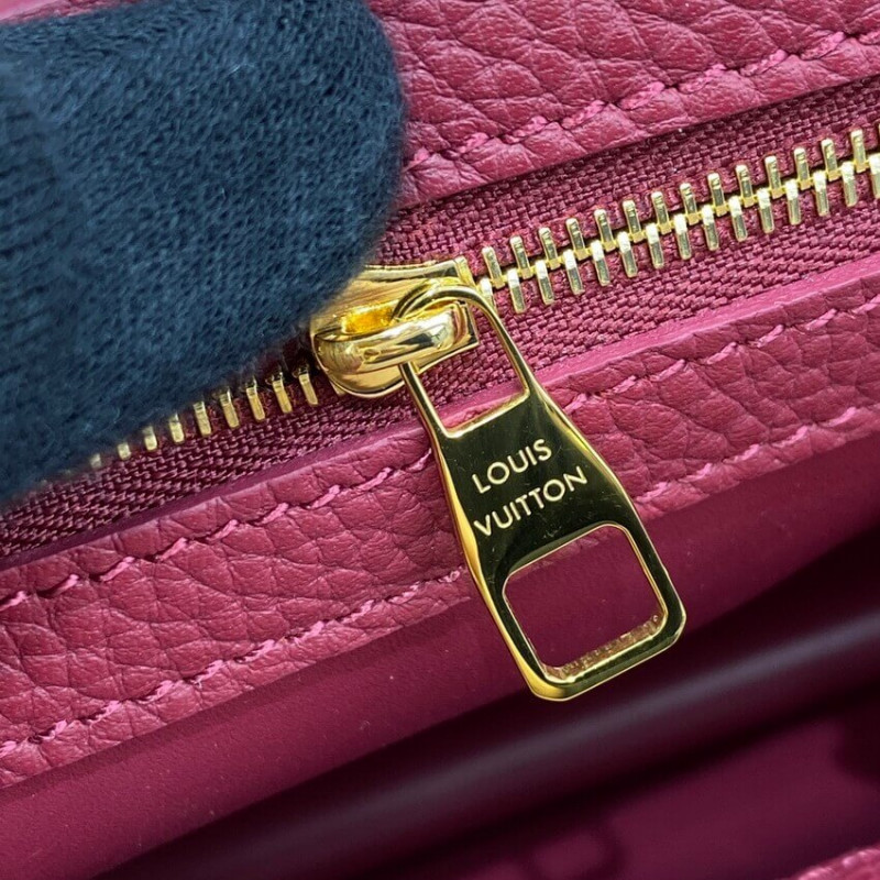 Replica Louis Vuitton Capucines Bb M59061 Eggshell/Lie De Vin Red