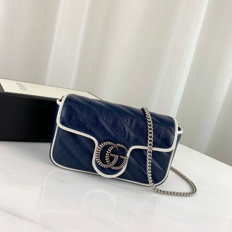 Replica Gucci Gg Marmont Super Mini Bag 574969 Blue