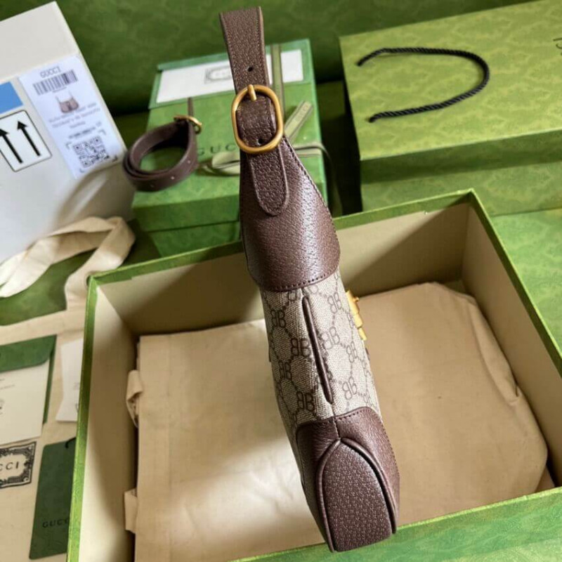 Replica Gucci X Balenciaga Jackie 1961 Small Hobo Bag 680118 Coffee