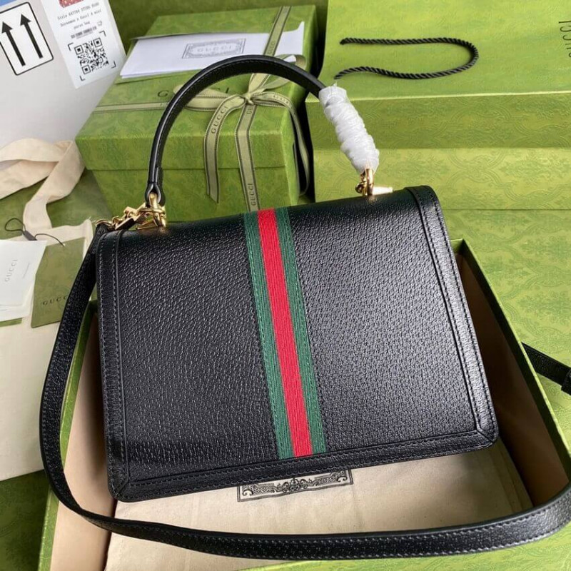 Replica Gucci Ophidia Leather Small Top Handle Bag With Web 651055