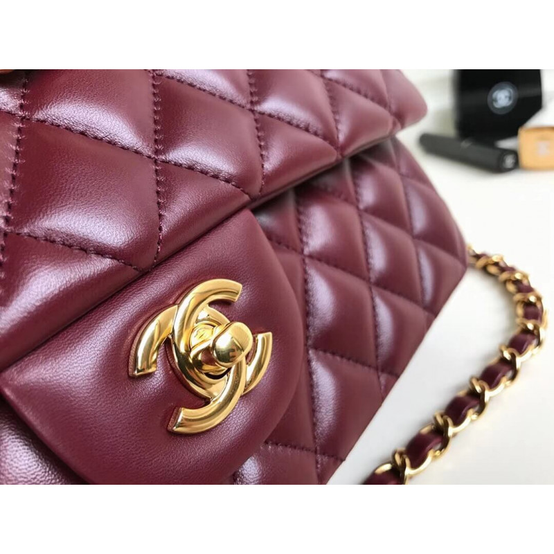 Replica Chanel 1112 Burgundy Medium Size 2.55 Lambskin Leather Flap Bag