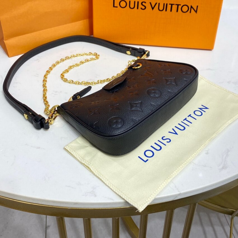Replica Louis Vuitton Monogram Empreinte Easy Pouch On Strap M80349 Black