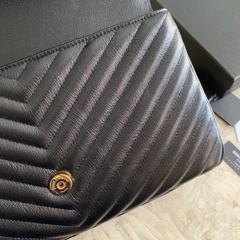 Replica Ysl Saint Laurent Sheepskin Matelasse Chevron Monogram Large College Satchel 392738 Black