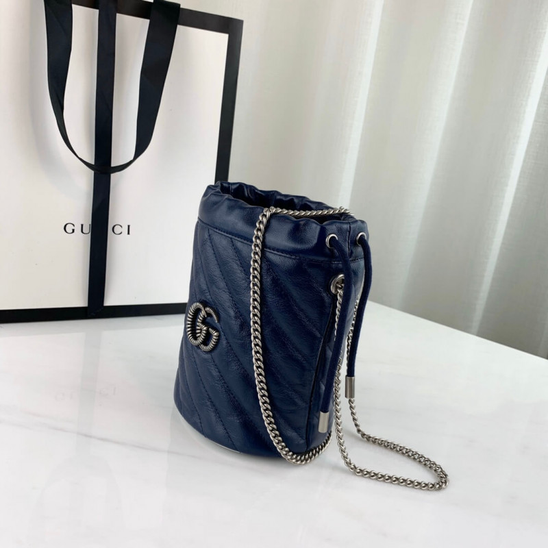 Replica Gucci Gg Marmont Mini Bucket Bag 573817 Blue