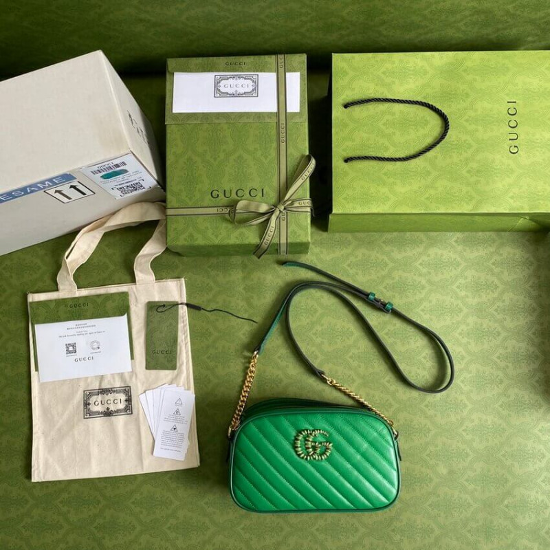 Replica Gucci Gg Marmont Small Shoulder Bag 447632 Green And Emerald Leather