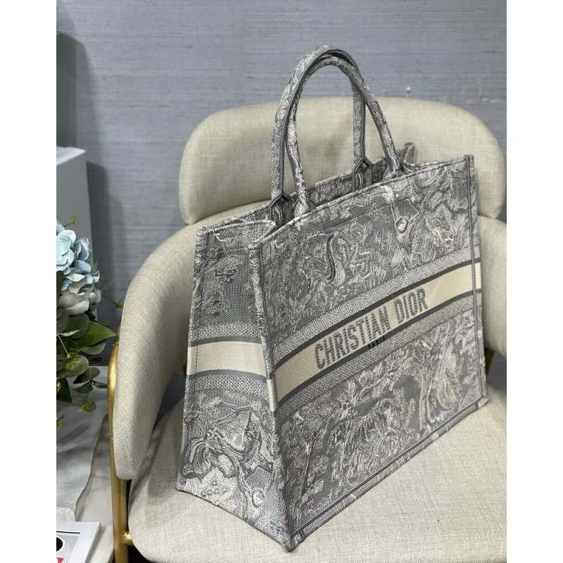Replica Christian Dior Book Tote Grey Toile De Jouy Bag M1286