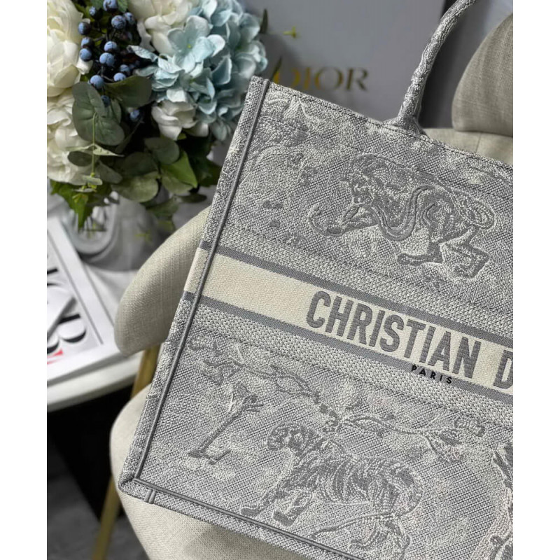 Replica Christian Dior Book Tote Grey Toile De Jouy Bag M1286