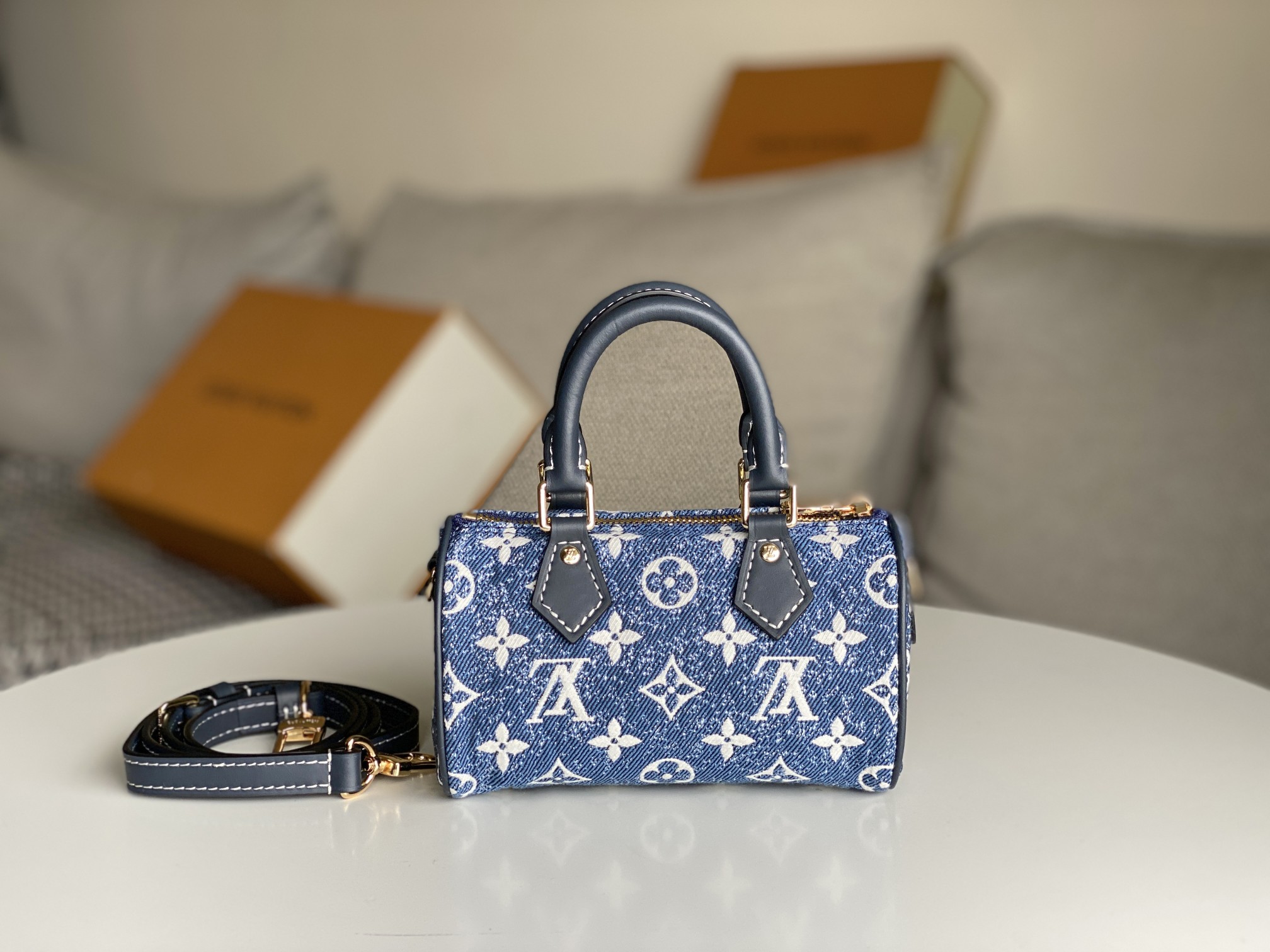 Replica Louis Vuitton Nano Speedy Denim