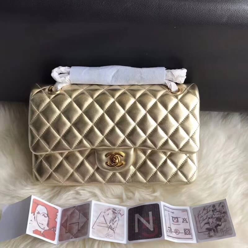Replica Chanel 1112 Gold Medium Size 2.55 Lambskin Leather Flap Bag