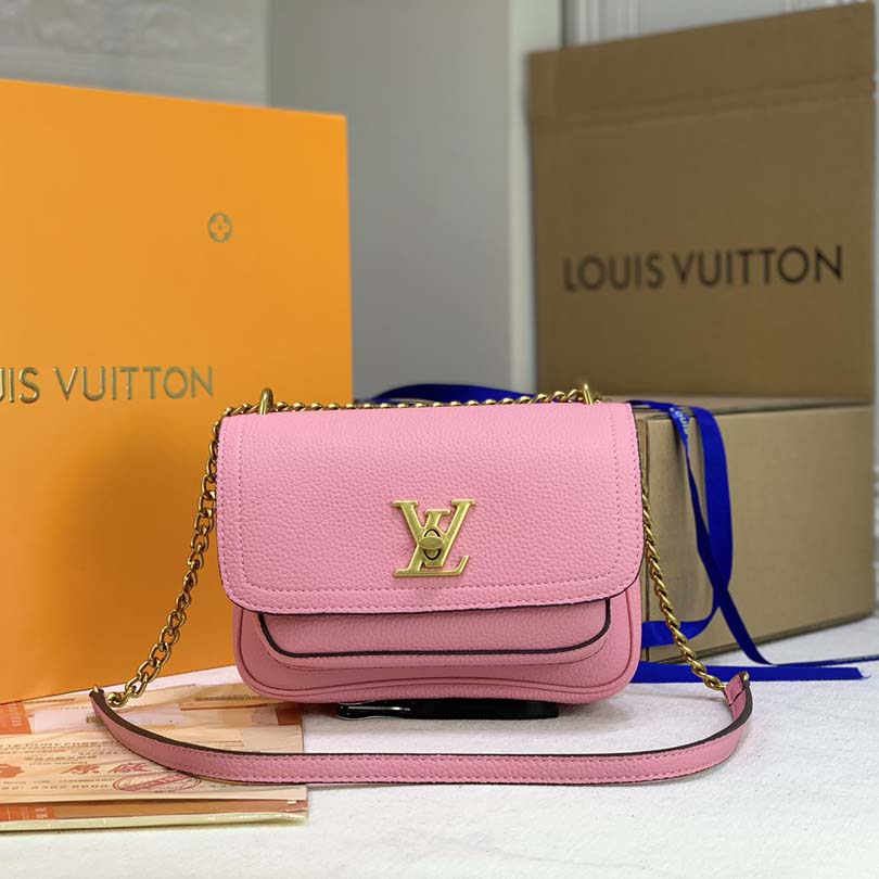 Replica Louis Vuitton Lockme Chain Pm Black/White/Pink