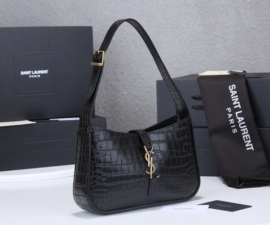Replica Ysl Le 5 A 7 Hobo Bag In Crocodile-Embossed Leather 2024
