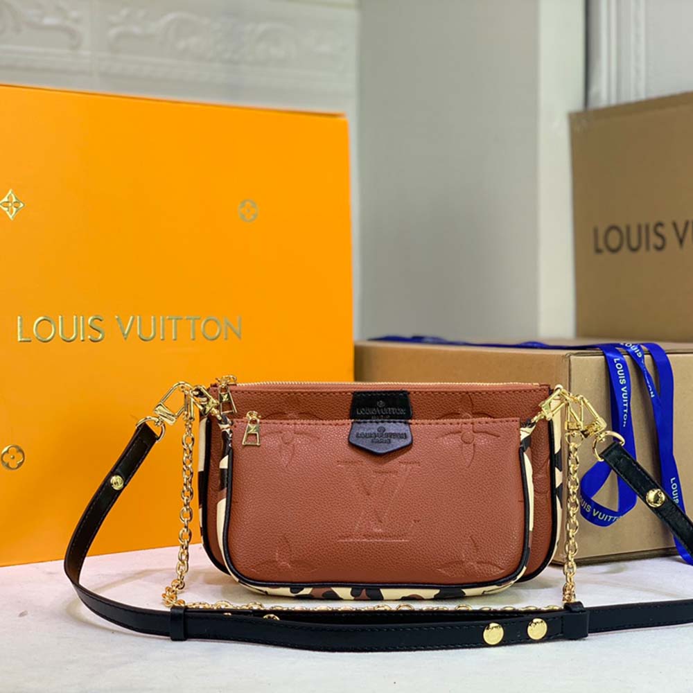 Replica Louis Vuitton Leopard Multi Pochette Accessoires M58520 Black/Brown