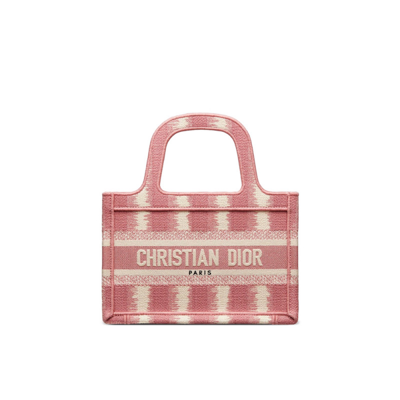 Replica Christian Dior Mini Book Tote Pink D-Stripes Embroidery S5475