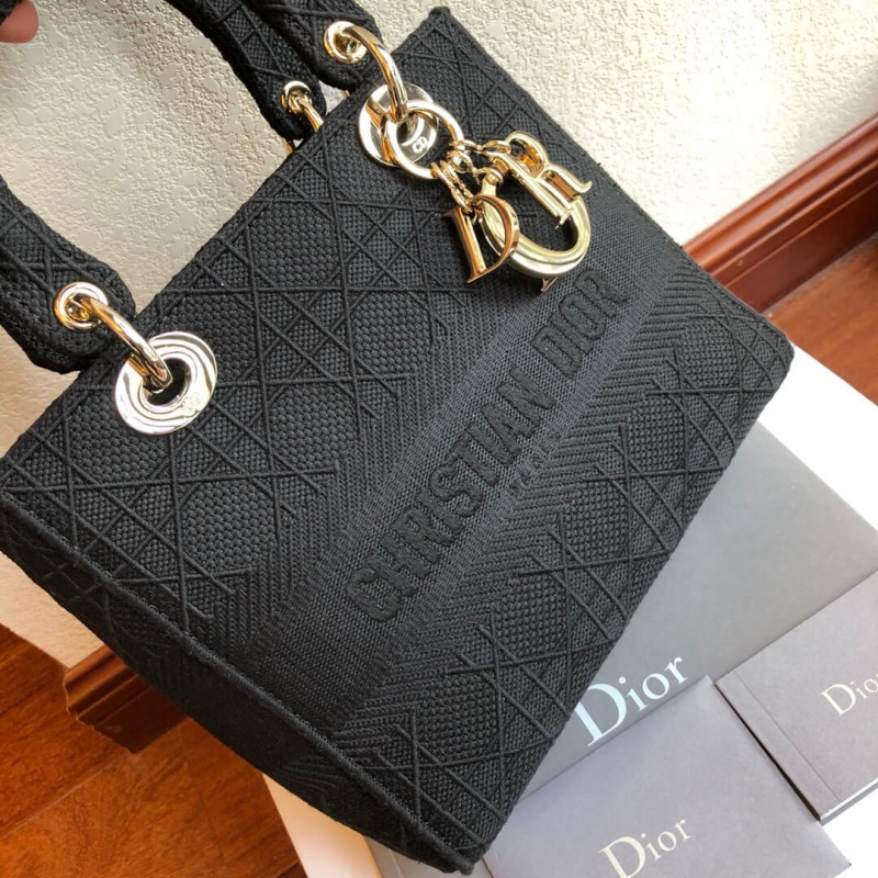 Replica Christian Dior Textile Fabric Medium Lady Dior Bag L4455