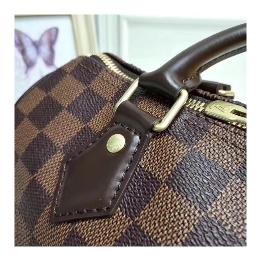 Replica Louis Vuitton Damier Ebene Canvas Speedy Bandouliere 25 N41368