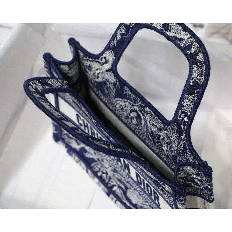 Replica Dior Mini Book Tote Blue Toile De Jouy Reverse Embroidery M1271