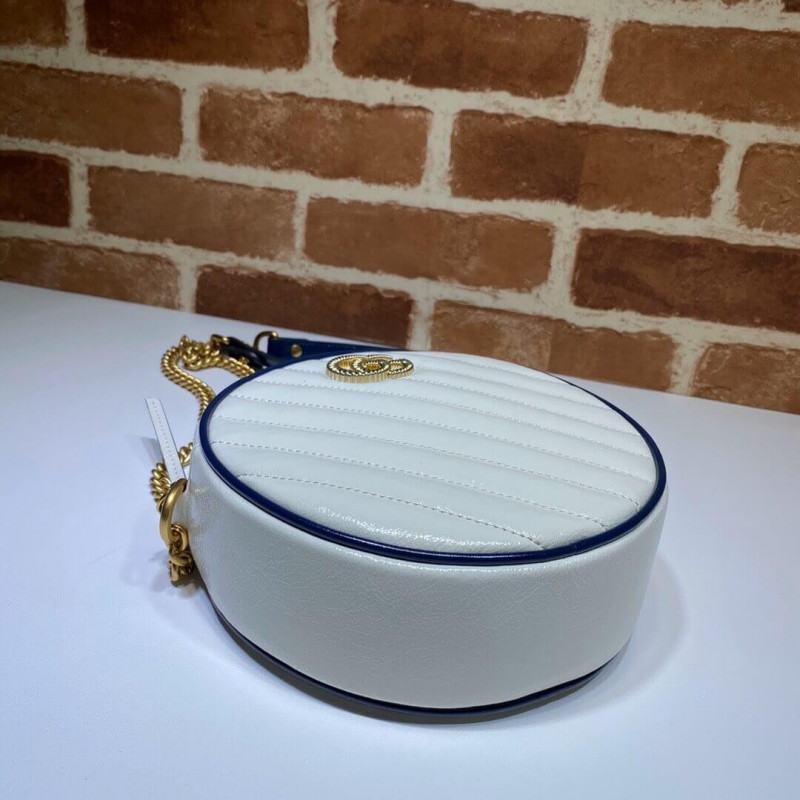 Replica Gucci Gg Marmont Mini Round Shoulder Bag 550154 White