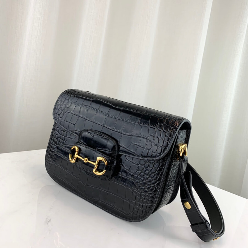 Replica Gucci 1955 Horsebit Crocodile Shoulder Bag 602204