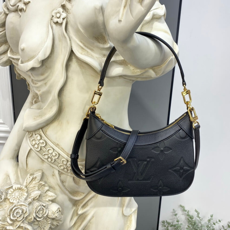 Replica Louis Vuitton Monogram Empreinte Leather Bagatelle M46002 Black