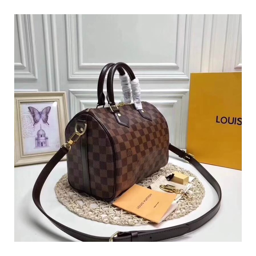 Replica Louis Vuitton Damier Ebene Canvas Speedy Bandouliere 25 N41368