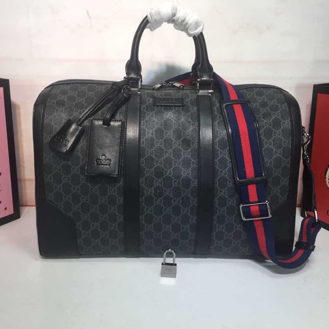 Replica Gucci Double G Black Carry-On Duffle 474131 Black/Grey