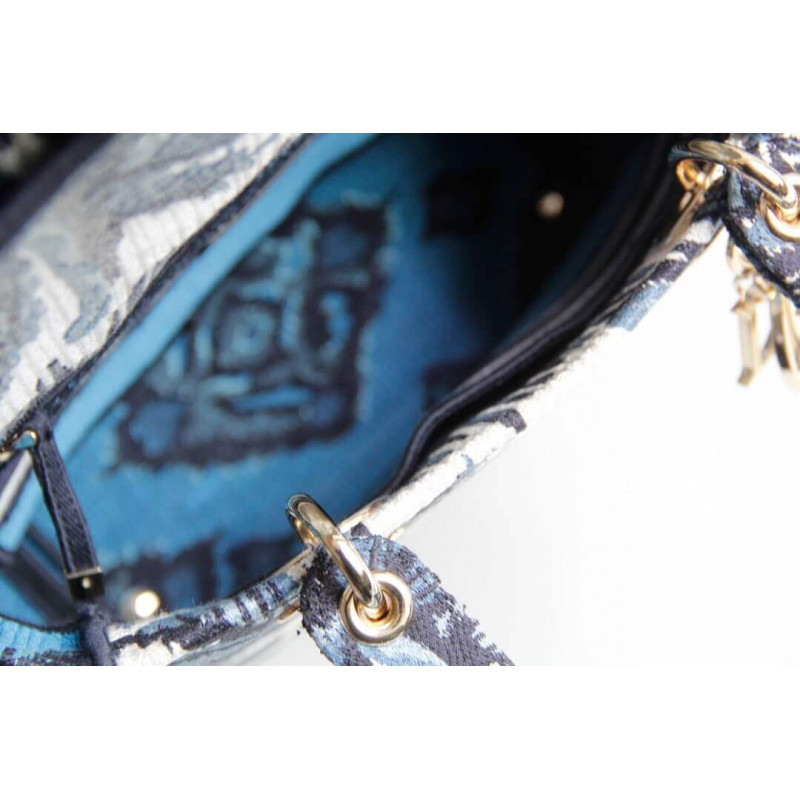 Replica Dior Medium Blue Alms Embroidery Lady D-Lite Bag M0565