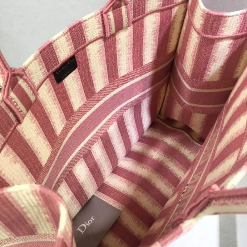 Replica Dior Book Tote Pink D-Stripes Embroidery M1286