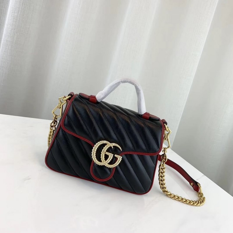 Replica Gucci Gg Marmont Mini Top Handle Bag 583571 Black