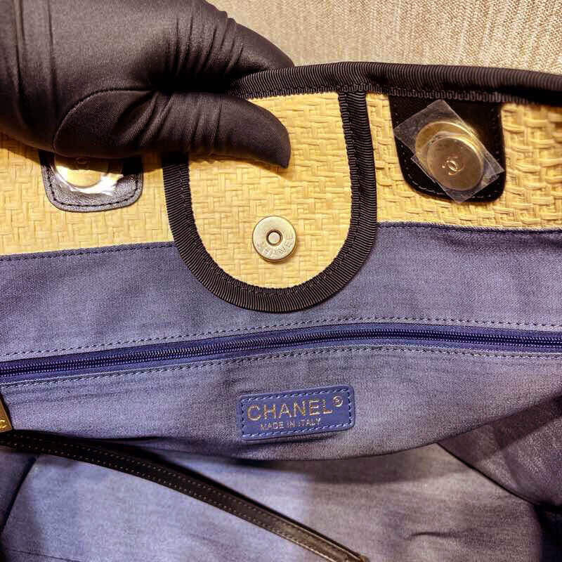 Replica Chanel 21S Deauville Woven Chain Leather Large Shopping Bag A66941