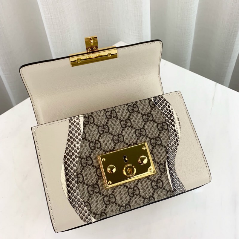Replica Gucci Padlock Snakeskin Small Shoulder Bag 432182 White