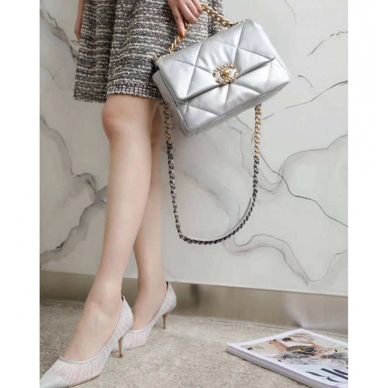 Replica Chanel 19 Flap Bag As1160 Silver