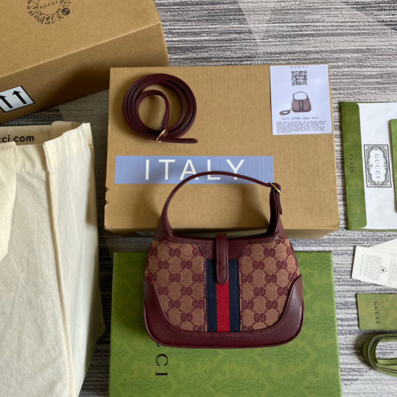 Replica Gucci Jackie 1961 Mini Shoulder Bag 637092 In Burgundy Gg Canvas