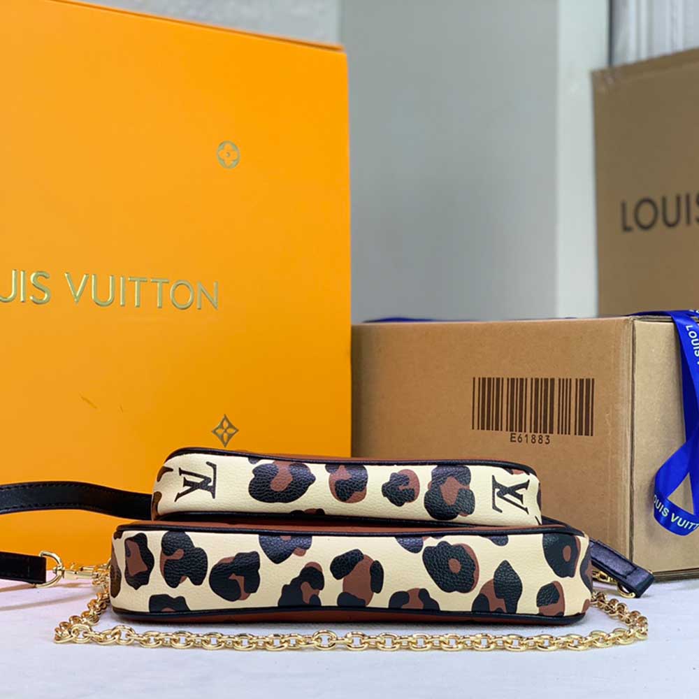 Replica Louis Vuitton Leopard Multi Pochette Accessoires M58520 Black/Brown