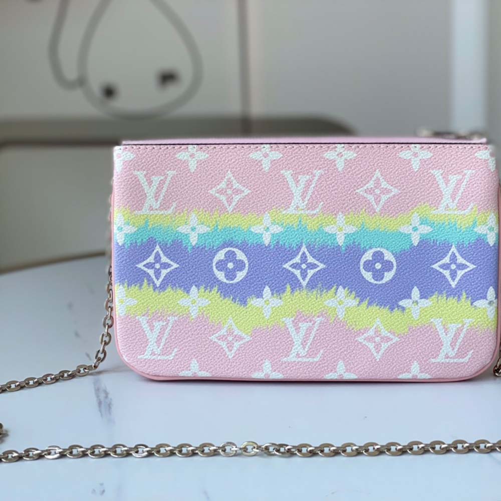 Replica Louis Vuitton Escale Double Zip Pochette M80787 Pink/Red/Blue